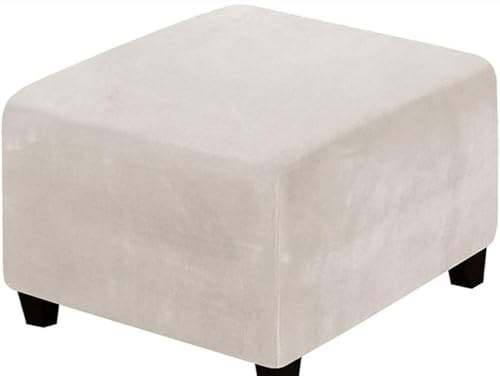 SWJ-swjssb Quadrato Copri Pouf Elasticizzato 40x40 45x45 50x50 80x80 100x100cm Velluto Fodera Poggiapiedi Copri Ottomano Stool Cover Sgabello Copertura Protettiva Elasticizzat(Beige,75x75 cm)