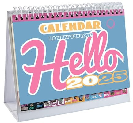 Retro Tischkalender Vintage Kalender - Dauerkalender | Jahreskalender September 2024 - Dezember 2025 Monatskalender für die Schule