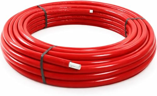 PERT belagt flerskiktsrör, isolerat med isoleringsmantel Ø16 Ø20 Ø26 Ø32 rullar 25 50 m för varm- och kallvattensystem och uppvärmning, professionell användning (röd, ⌀16 x 25 m)