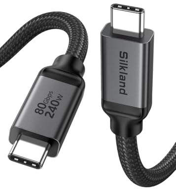 Silkland 80Gbps USB 4 for Thunderbolt 5 Cable 10FT/3M, up to 120Gbps Bandwidth for Dual 8K, 240W PD 3.1 Charging, Braided USB C Video Cable Compatible Thunderbolt 4, MacBook, iPhone 17, SSD, Dock