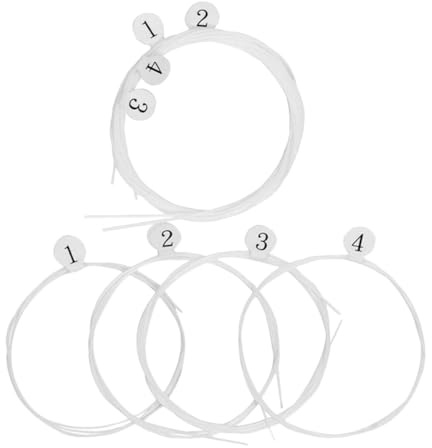 8 Stück Nylon Ukulelensaiten Weiß, Transparente Ersatzsaiten | 2 Saite 0, 3 Saite 0, 32mm, 28mm, 4 Saite 0, 1 Saite 0, 34mm, 24mm