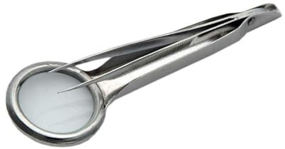 Lupe mit befestigter Präzisionspinzette, Splitter, Vergrößerungsglas, Augenbrauenentfernung, unverzichtbar, Unisex, Lupe