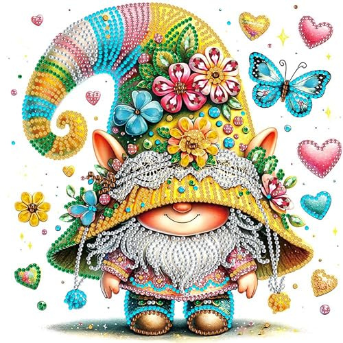Bloomthread Gnome Diamond Painting Kits for Adults Partial Drill Diamond Art Kits - 12x12 Inches Special Shaped Diamond Art Craft for Holidays, Home Decor and Gifts (Gnome)