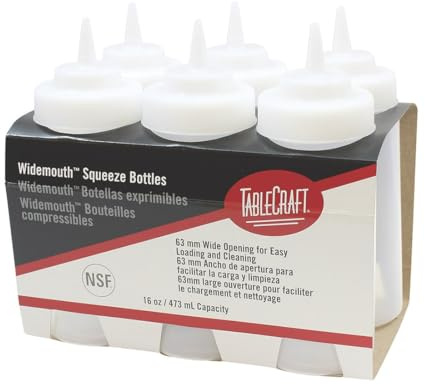 TableCraft C11663C White 16 Oz. Wide Squeeze Dispenser - 6 / PK