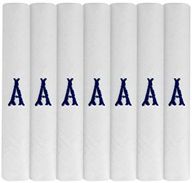 Surf the Shop 7 Stück bestickte Herren-Taschentücher mit Satin-Bordüre, verschiedene Buchstaben