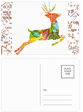Weihnachts-Postkarten-Set, bunte Blätter, Elch, Festival, 20 Stück