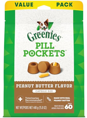 Greenies Pill Pockets for Dogs Large Size, Dog Treat Pouch for Capsule Medication, Peanut Butter Flavor, 15.8 oz. Pouch