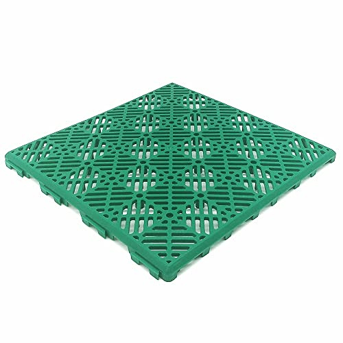 Lot de 48 Dalles Anti-humidité (env. 4,3 m² - Vert) 30 x 30 x 1,5 cm - Sols piscines, terrasses, parquet Flottant, Gazon Artificiel, Pots de Fleurs, chenils, débarras