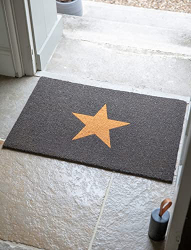 Garden Trading Charcoal Star Doormat Crafted in Coir | Indoor Use Only | H2 X W90 X D60cm