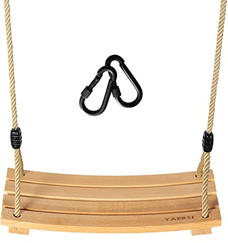Wooden Tree Swings Tree Swing for Adults Children Kid's Wood Swing Seat with Adjustable Rope 220lbs Load Wooden Swing Set for Indoor Outdoor