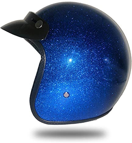 Vintage Motorradhelm 3/4 Open Face Style DOT/ECE Genehmigt Mann Frau Motorrad Retro Halbhelme Street Scooter Jet Helm,Blau,XL