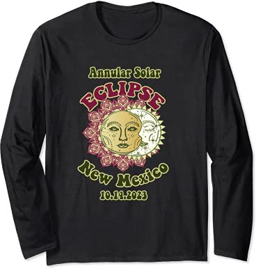 Eclipse 2023 Solar-Ring, 1970er-Jahre, Retro-Astronomie, New Mexico Langarmshirt