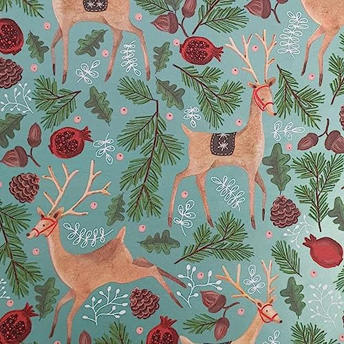STAR Geschenkpapier 70cm x 2m Rolle mit Weihnachtsmotiv Hirsche im Wald