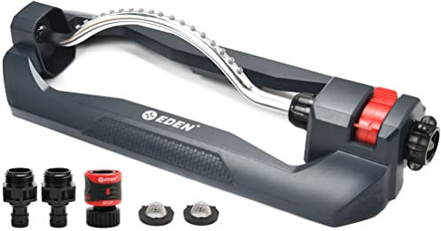 Eden 96214 Sprinkler,18 Precision Nozzles, Range Control, Lawn & Garden Watering W/Quick Connect Starter Set