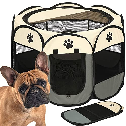 SPRINGOS Enclos pour Chiots avec Sol Caisse de Transport Pliable Chats Furets 100 x 100 x 60 cm Parc pour Chiens Box pour Chiens Cage pour Animaux domestiques
