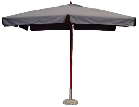 Gruppo Maruccia - Ombrellone da Giardino in Legno - Struttura con Palo Centrale e Stecche Maggiorate - Tetto Idrorepellente - Misura 3 x 3 Metri (Grigio)