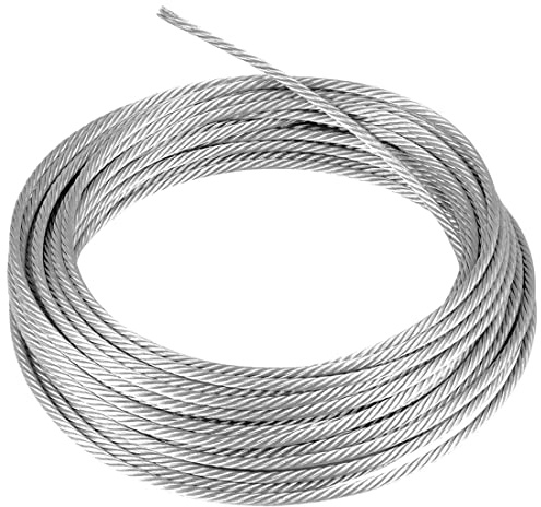 Wire Rope Wire Cable - 10 metres / 32.80 ft - Galvanised Metal Steel Rope (⌀ 2 mm Thick)