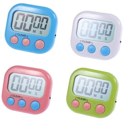 YARNOW 4pezzi Timer Digitale Per Cucina Pz Forte Conto Alla Rovescia Magnetico e Countdown Allarme Sonoro Senza Batterie Bianco Blu Verde Rosa