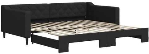 vidaXL Tagesbett Ausziehbar Schwarz 100x200 cm Stoff