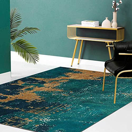 Teppich Moderner Wohnzimmer Teppich 120 X 180 cm Mode Moderne abstrakte helle Luxus dunkelgrün gelb braun Korridor Schlafzimmer, Küche, Wohnzimmer 120x180cm