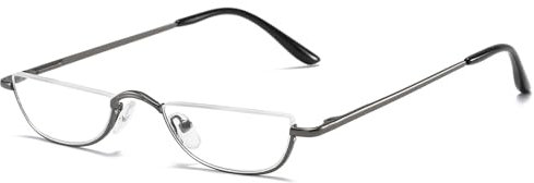 ABETOS Halbrand Lesebrille Herren Damen Metall Halbmond Halbrahmen Sehhilfe Flexibel Federscharnier Lesebrillen Computer Lesebrille Leicht Komfortable Lesehilfe Brille mit Stärke(Grau, 2.5)