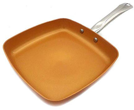 Stekpanna Kopparpanna Nonstick Djup fyrkantig induktionskastrull Stekpanna Stekpanna Diskmaskin Säker Ugnssäker Stekpanna (Storlek: 2,2 mm lock) () interesting
