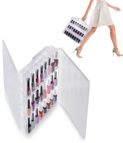 Étui de Rangement Transparent pour Vernis à Ongles, Organisateur de 48 Bouteilles avec Cloisons Réglables, Support de Vernis à Ongles, Rangement pour Ongles en Gel pour Salon à