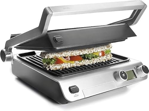 Suinga Grill Sandwichera Inox Profesional 2000W | Grill Panini y Parrilla Electrica con Placa Antiadherente 38x35 cm | Recomendado para Restauración