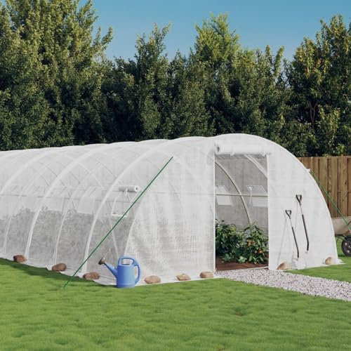 ShGaxin Serre avec Cadre en Acier Blanc 88 m² 22x4x2 m,Carport Abri Voiture,Serre Tunnel