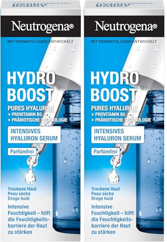 Neutrogena Hydro Boost Hyaluron Konzentrat (15ml), Gesichtspflege Mit 2 Formen Von Hyaluronsäure, Provitamin B5 & Präbiotischer Technologie, Spendet Intensive Feuchtigkeit (Packung mit 2)