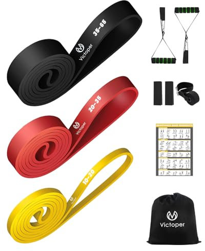 Victoper Resistance Bands Set,3 Different Levels Pull Up Bands for Men Women,Exercise Bands for Fitness Strength Training Yoga with Door Anchor,Handles, Protective Covers,Bag,Workout Bands
