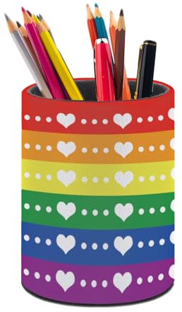 XUWU LGBT Rainbow Pride Stifthalter Stiftehalter für Schreibtisch-Organizer | Niedlicher Make-up-Pinselhalter, PU, multifunktional, Bürobedarf, Dekoration, Zuhause, Klassenzimmer, Schule