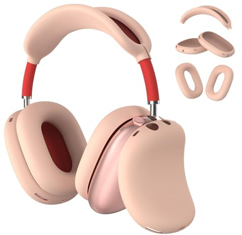 7-in-1 Silicone Case for AirPods Max Headphones, Sweat-Proof Ear Pad Cover, Headband Protector, Soft Shell Protectors (Pink Sand)