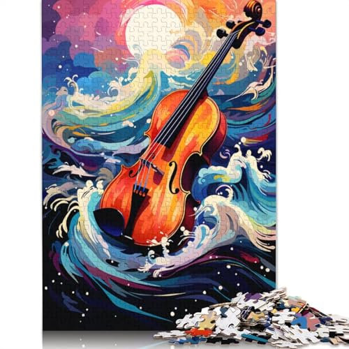 Puzzle für Erwachsene, Bunte Geigen, Puzzle für Erwachsene, 1000 Teile, Kartonpuzzle für Erwachsene und Kinder ab 12 Jahren, Lernspiel, 38 x 26 cm
