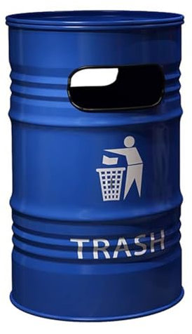 exproyzk Cubo de Basura de Gran Capacidad 208L Papelera Exterior Estilo Industrial Papelera Comercial Apariencia de la Lata de Gasolina(Azul)