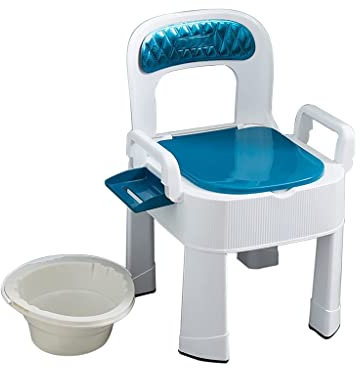 Klappbarer, leichter Toilettenstuhl, tragbarer Nachtstuhl, ergonomischer und bequemer Sitz, rutschfester Badezimmerhocker mit Rückenlehne und abnehmbaren Armlehnen, Toilettenstuhlsitz (Farbe: E)
