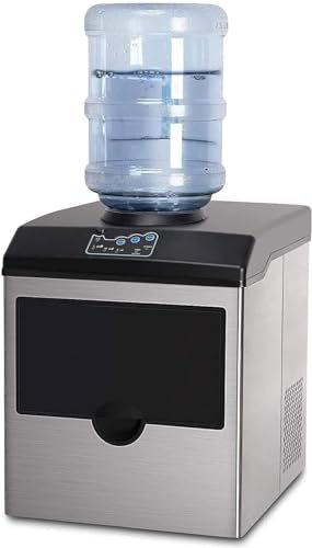 Máquina de hielo dos en uno con dispensador de agua, máquina de hielo portátil de acero inoxidable, muy adecuada para el hogar, la oficina y el bar