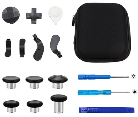 Kit de remplacement de joystick et de bouton en métal 13 en 1 pour manette Xbox Elite Series 2 – Comprend 6 joysticks en métal, 4 palettes, 2 D-Pads et 1 outil de réglage (noir)