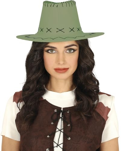 FIESTAS GUIRCA | Cowboyhut in Wildleder- und Kunstlederoptik (Einheitsgröße) - Kostümzubehör für Westernpartys, Texas und Karneval - Ideal für Cosplay und Halloween - Unisex für Erwachsene