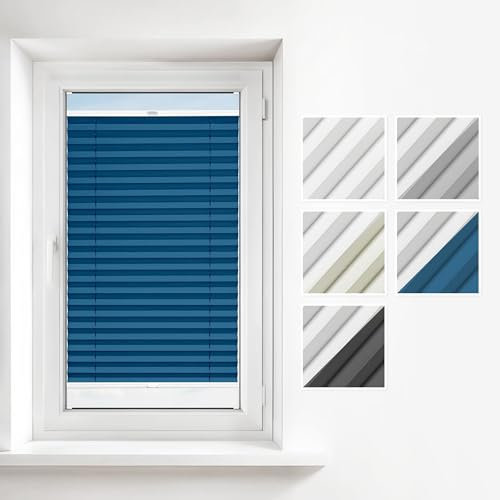 Estika Thermoplissee mit Bohren 130x200 cm - Farbe Dunkles Türkis - Verdunkelung und Thermo Plissee für Fenster, verschiedenen, Blickdicht, erhältlich mit Montagezubehör