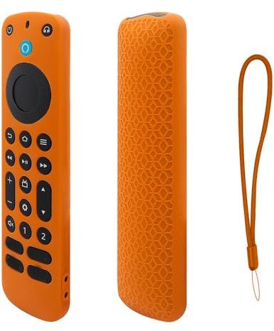 Étui de Protection en Silicone pour Alexa Télécommande Vocale Pro 2022 Version, Housse de Protection Anti-Chocs et Anti-dérapante pour Télécommande avec Lanière (Orange)