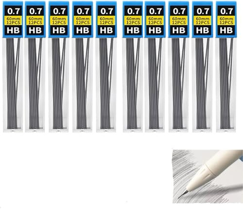 Hawfund Bleistiftmine 0,7 mm，druckbleistift 0,7mm – 120 Stück HB Bleistiftminen für mechanische Bleistifte, flüssiges und präzises Schreiben, ideal zum Zeichnen, Skizzieren und Notieren