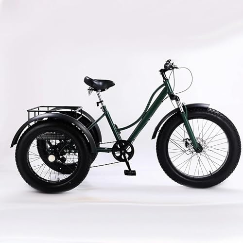 SAYEYBU Dreirad FüR Erwachsene Mit Dicken Reifen, 24 Zoll Dreirad Mit 7 Einstellbaren GäNgen, 3-Rad-Fahrrad FüR Senioren, TäGliches Fahren Und Transportieren Von Waren