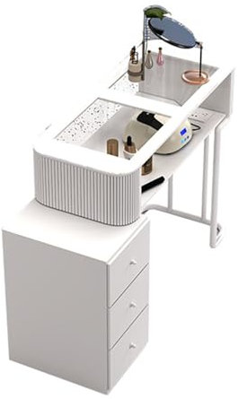 MESCXTY Maniküre-Tischstation, Salon-Spa-Nagelkunst-Schreibtisch mit Schubladen und Lagerschrank, Make-up-Station, Beauty-Workstation, Nagelkunst-Shop-Technikertisch, für Zuhause/Nagelstudio