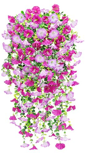 YSUVIN 2 PCS Kunstblumen Hängend Petunien für Outdoor Garden, Lila-Verlauf