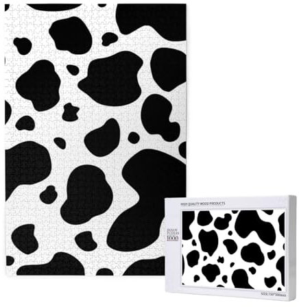 Estampado de Vaca lechera de Piel de Vaca,Rompecabezas de Madera de 1000 Piezas para Adultos y Adolescentes.