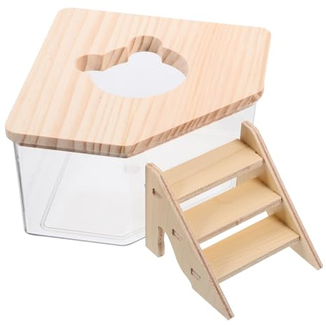 Abaodam Bac à Sable Hamster avec Rampe Transparent Multifonction Bac Et Toilette pour Rongeurs Facile à Nettoyer Espace De Bain Confortable pour Petits Animaux