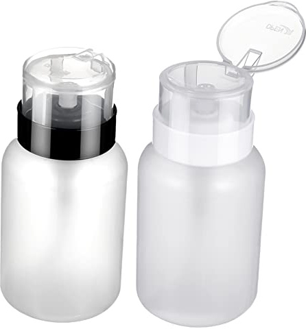 Flacons-Pompes Vides 200 ML en Plastique PP, Lot de 2 | Dissolvant et Démaquillant, Légers et Réutilisables, Usage Maison ou Salon