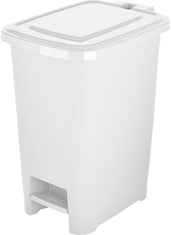 Suprano 10 Litre Padel Bin Plastic Dust Bin with Soft-Close Foot Pedal Indoor Outdoor Waste Basket for Home, Kitchen, or Office – Durable & Easy to Clean (White, 10 Litre)