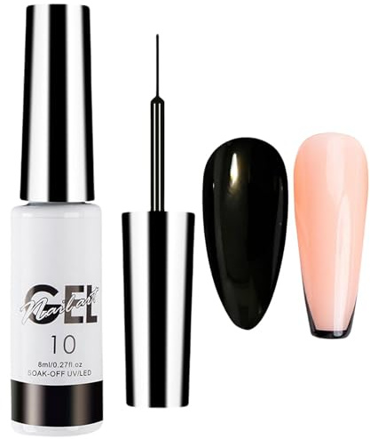 Black Gel Nail Polish Liner - French Nail Art Design, UV Shellac Colour For Fineliner, Women's DIY Home Salon, Gel Colours For Nails